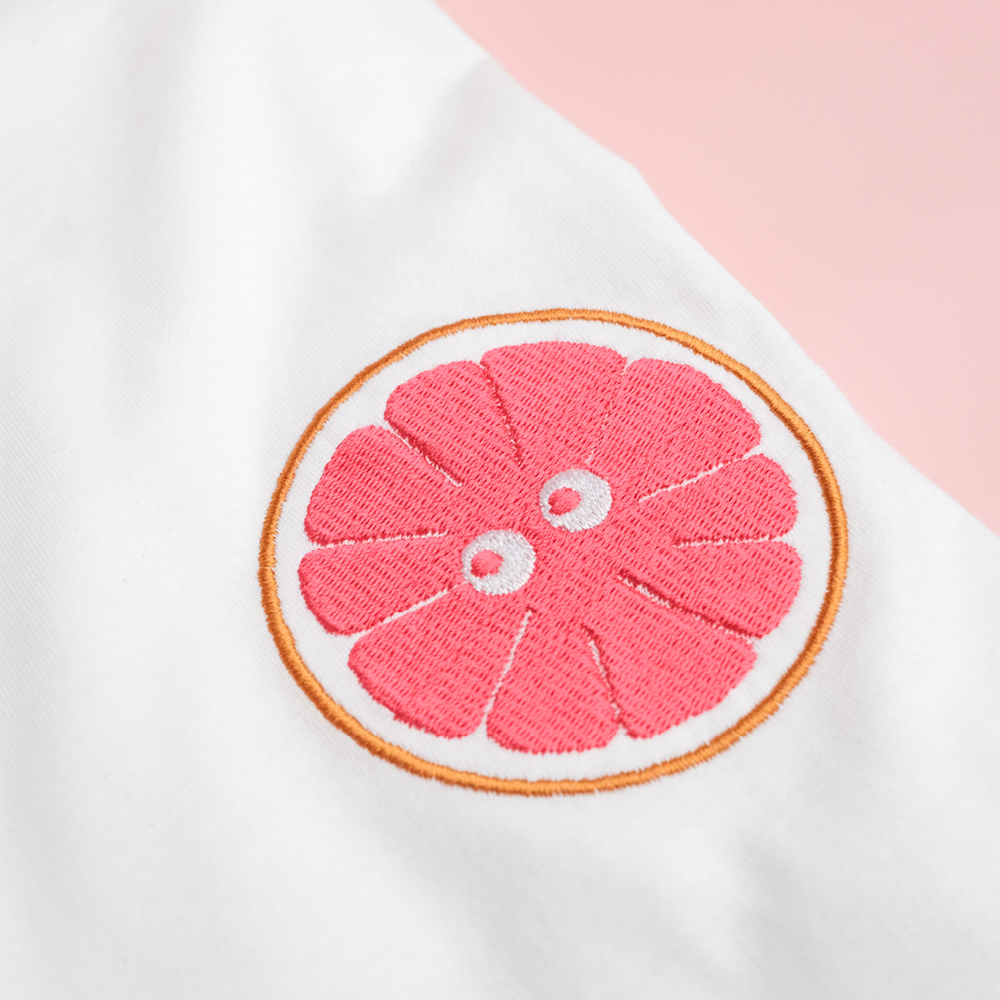 Fruit Friends Grapefruit Embroidered T-Shirt
